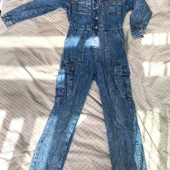 Cotton denim cargo jumpsuit size s GUC - Picture 7 of 9